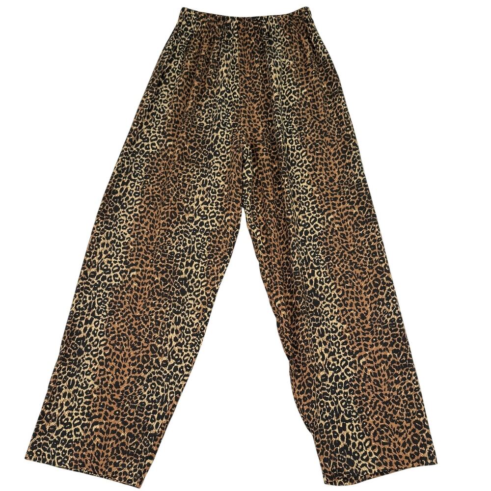 Vintage Studio Leopard Print Pants Wide Leg High Rise Medium Made in USA